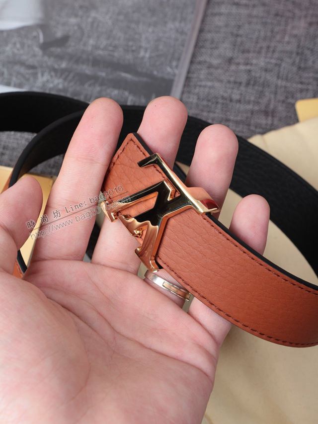 LV皮帶 經典LV腰帶系列 路易威登壓紋牛皮男士腰帶  xfp2117